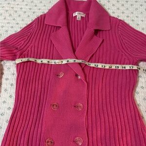 Isaac Mizrahi Vibrant Pink Ribbed Cardigan